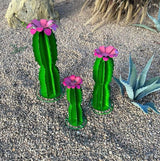 Handmade Blue Myrtle Cactus - Mexican Garden Art, Yard Art, Garden Decor, Indoor/Outdoor Metal Decor, Yard Decoration (Small - 9x11x6)