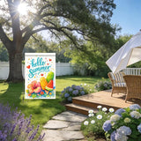 Nuxovilar Summer Garden Flag Hello Summer Ice Cream Hibiscus Flower Pattern Polyester 12x18 Inches Garden Flags for Outside Bright Decor Yard Porch