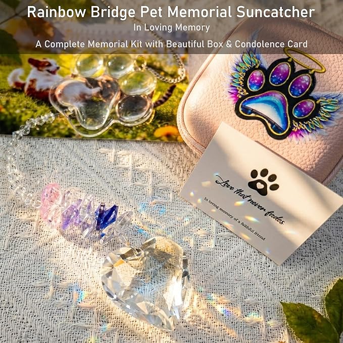 Dog Memorial Gift - Crystal Suncatcher for Loss of a Dog, Pet Loss Sympathy Gift & Remembrance Keepsake