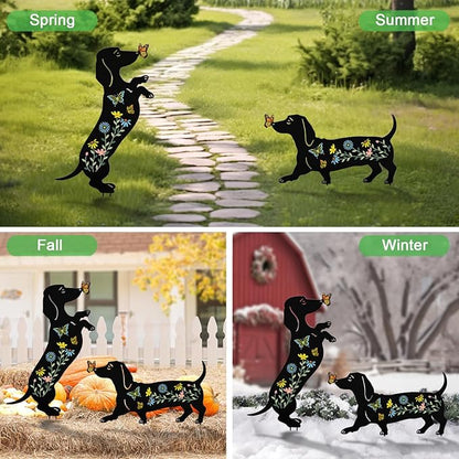 Dachshund Gifts for Women,2 Pack Dog Outdoor Decor Garden Stakes,Decorative Yard Art for Outside,Lawn,Pathway,Metal Garden Statues