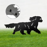 Running Cavalier King Charles Spaniel Garden Statue - Rustproof Metal Outdoor Decor Garden Stake | Dog Topiary Art & King Charles Cavalier Gifts for Pet Lovers