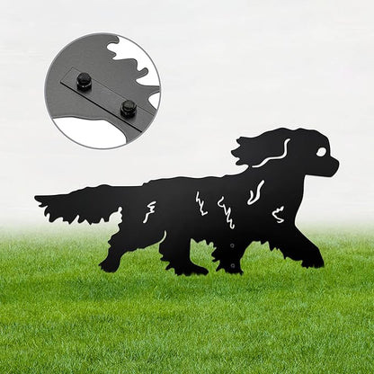 Running Cavalier King Charles Spaniel Garden Statue - Rustproof Metal Outdoor Decor Garden Stake | Dog Topiary Art & King Charles Cavalier Gifts for Pet Lovers