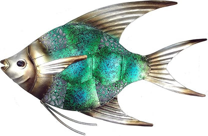 JOYBee 12.5inch Coastal Ocean Sea Metal Fish Wall Art Decor -Christmas Decorations-Perfect for Coastal，Nautical，Beach，or Boat Decor-Metal Wall Decor-for Garden Home Patio Bathroom Kitchen