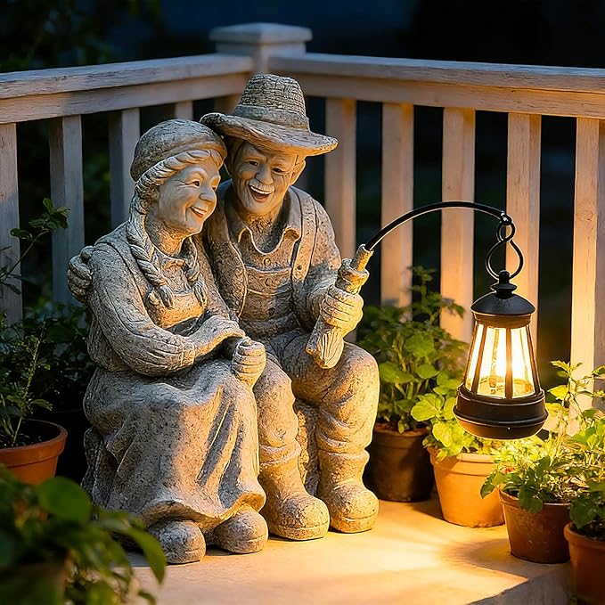 Teaeeno Couple Decor Outdoor Solor Light, Timeless Moments for A Lifelong Partnership, Gifts for Garden/Patio Decor, Essential Gifts for First Love/Anniversaries,Creating A Romantic Ambiance(Stone)