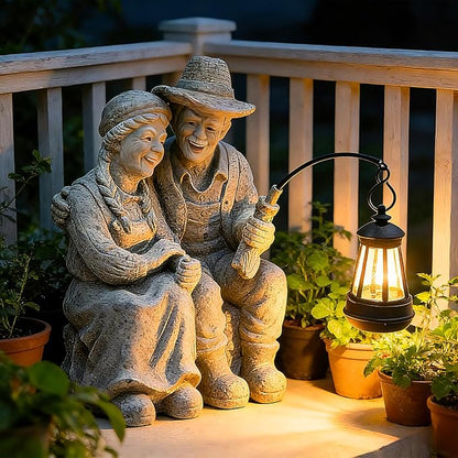 Teaeeno Couple Decor Outdoor Solor Light, Timeless Moments for A Lifelong Partnership, Gifts for Garden/Patio Decor, Essential Gifts for First Love/Anniversaries,Creating A Romantic Ambiance(Stone)