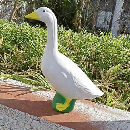 Garden Statues Goose Statue 7Inch White Goose Figurine Ornament Desktop Animals Figurines Car Decoration Farm Craft Decoration Yard Ornaments Decor