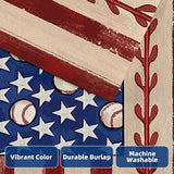 4th of July Garden Flag 12x18 Inch Double Sided, Retro American Flag with Baseball Yard Decoration,Small Seasonal Outdoor Decor for Summer Memorial Day/250th Years America Anniversary Holiday Outside