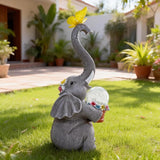 BeePeep Solar Elephant Garden Statues Decor Waterproof Figurine Resin Sculpture Gift for Mom Grandma, Outdoor Decorations for Porch Lawn Yard Home House Gardening Birthday Housewarming (Elephant)