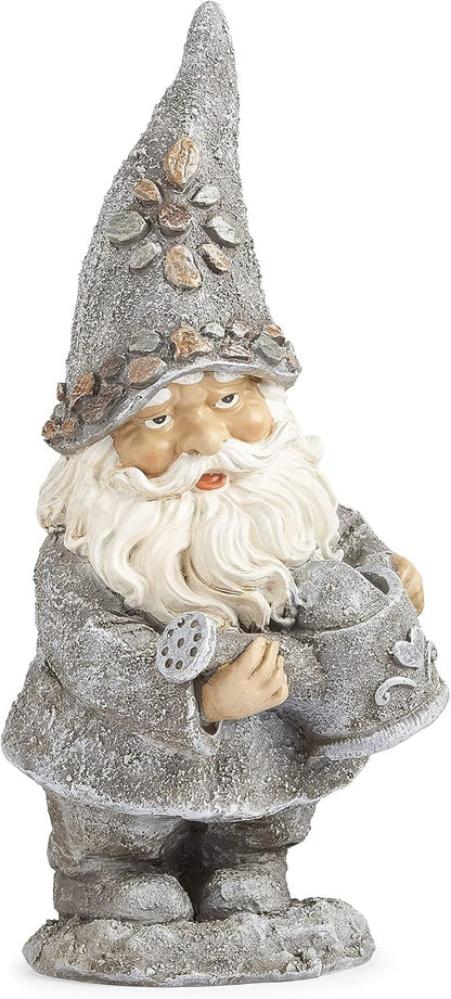 Roman Giftware Inc., Pudgy Pals Collection, Pebble Gnome with Kettle Statue, 14" H, Decorative, Garden Gift, Home Outdoor Decor, Durable, Long Lasting