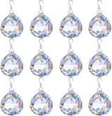12 PCS Clear Crystal Glass Prism Suncatcher, Christmas Balls Ornaments, Rainbow Pendants Maker, Hanging Crystals Prisms for Windows, Xmas Tree Decorations for Home Decor