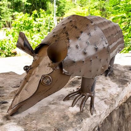 Top Brass Metal Armadillo Sculpture – Rustic Indoor/Outdoor Décor with Springy Head and Tail, 12” Long – Western Art Home or Garden Figure