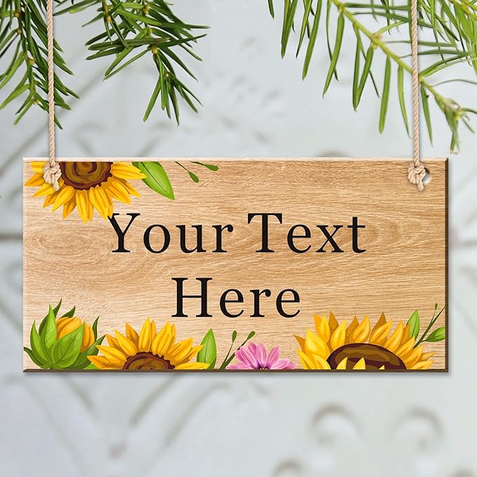 EDSG Personalized Signs Wooden Welcome Sign Custom Door Sign Personalized Plaque Yard Signs Garden Signs for Outside Hanging Wall Sign Home Decor(Design 2)