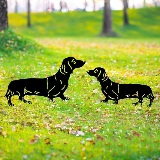 GDNSFIT Dachshund Dog Metal Decor for Outside,Garden Stakes Decorative Dog Gifts for Women/Men,Black Silhouette Statues for Yard Ornaments,Lawn, Patio, Pathway,Outdoor Garden Decor