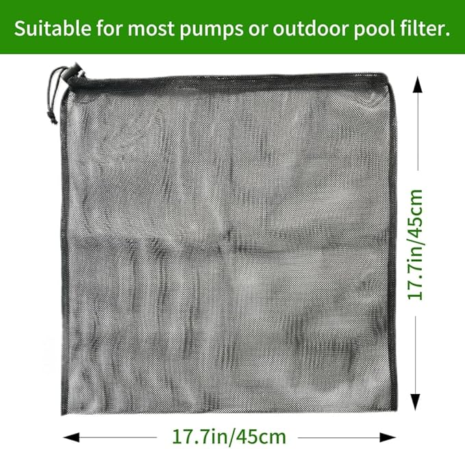 2 Pcs 17.7" x 17.7" Pond Pump Cover, Pond Pump Filter Bag, Black Media Bag Large Pump Mesh Bag for Outdoor Water Ponds Filters, Water Filter Pump, Outdoor Ponds, Garden, Swimming Pool (2Pcs)