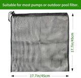 2 Pcs 17.7" x 17.7" Pond Pump Cover, Pond Pump Filter Bag, Black Media Bag Large Pump Mesh Bag for Outdoor Water Ponds Filters, Water Filter Pump, Outdoor Ponds, Garden, Swimming Pool (2Pcs)