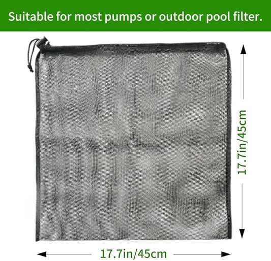 2 Pcs 17.7" x 17.7" Pond Pump Cover, Pond Pump Filter Bag, Black Media Bag Large Pump Mesh Bag for Outdoor Water Ponds Filters, Water Filter Pump, Outdoor Ponds, Garden, Swimming Pool (2Pcs)