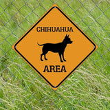 Warning Chihuahua Area Metal Tin Sign Chihuahua Dog Caution Crossing Xing Street Sign Yellow Diamond Shape Funny Metal Sign For Indoor Outdoor Highway15x15in