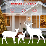 3-Piece Deer Family Silhouette Set 47 Inch Christmas Reindeer Yard Decoration Outdoor Weather-Resistant PVC Xmas Deer Outside Decor for Lawn Garden Pathway Display with 6 Ground Stakes
