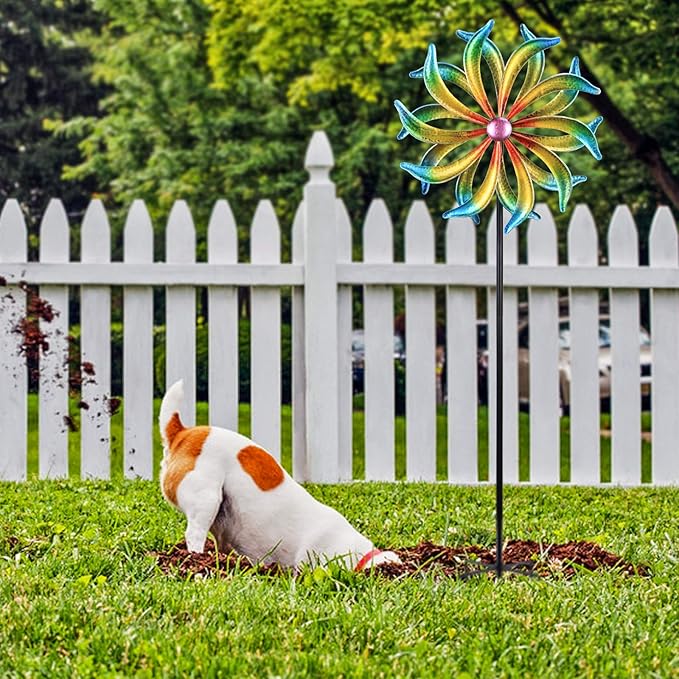 WONDER GARDEN Wind Spinner, 5 FT Kinetic Wind Sculpture Outdoor Clearance Metal Wind Spinners for Outdoor Yard Patio Lawn & Garden