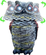 Owls to Keep Birds Away, Solar Owl Decoys to Scare Birds Away, Small Fake Owl for Bird Control, Resin Owls Outdoor Decor with Rotating Head and Lighted Eyes, Animal Deterrent for Outside, Garden