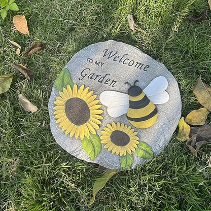 Milisten Outdoor Decorative Stepping Stone Bee and Sunflower Design for Garden Pathway Durable Resin Craft for Lawn and Patio Embellishment Charming Garden Accessory