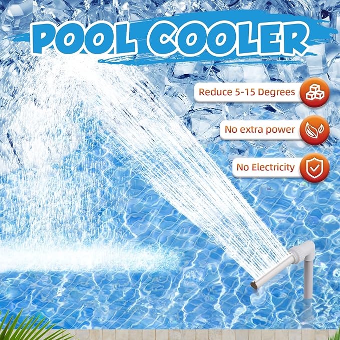 Klleyna Swimming Pool Fountain for Above & In-Ground Pools, Pool Waterfall Water Cooler Sprinkler Sprayer Summer Party Decor (F-Single White)