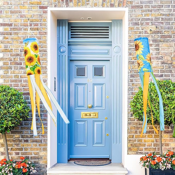 NOVWANG 2 Pieces Sunflower Windsock, 40 Inch Wind Socks for Outside Sunflower Wind Sock Summer Windsock for Home Garden Yard Balcony Decoration