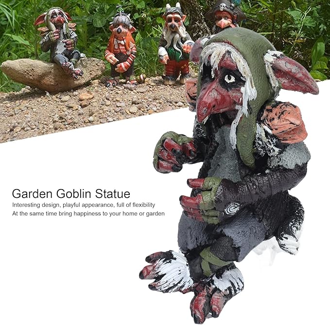 Garden Resin Statue, Big Goblin Statue Leprechaun Anime Character Sculpture Home Decor Sculpture Figurine for Indoor Outdoor Lawn Ornaments