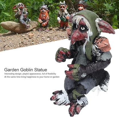 Garden Resin Statue, Big Goblin Statue Leprechaun Anime Character Sculpture Home Decor Sculpture Figurine for Indoor Outdoor Lawn Ornaments