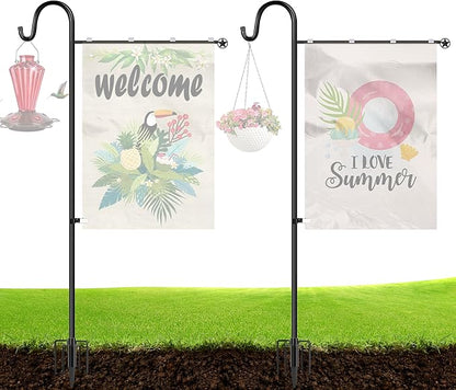 Ottsuls Garden Flag Stand, 2 Pack Heavy Duty Flag Pole Holder with Shepherd Hook for Yard Decoration, 60 INCH Sturdy Yard Flag Post Stake Outdoor Garden Flag Holder for 28''x40'' Flags (Without Flag)