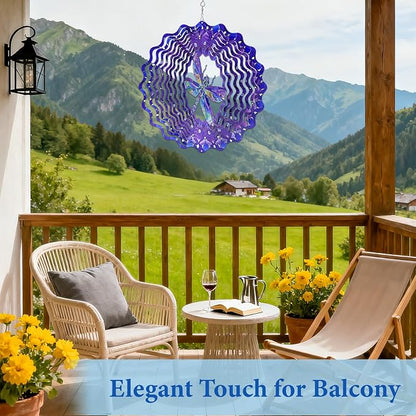 Wazzio Dragonfly Wind Spinners Outdoor, Dragonfly Gifts for Women Wife Mom Grandma, Hanging Wind Sculptures Spinners, 12 inch Outdoor Indoor Hanging Ornament for Christmas