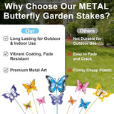 hogardeck Garden Decor for Outside, Set of 10 Metal Butterfly Decorative Garden Stakes for Spring Decor, Yard Art Garden Decorations for Outdoor Lawn Pathway Patio