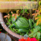 Sungmor Cast Iron Key Hider Outdoor Frog Statue, Hide Spare Key Holder for Outside, Small Garden Frog Statue Lawn Ornament, Indoor Decoration Jewelry Trinkets Box