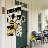 CROWNED BEAUTY Spring Summer House Flag Daisy Bee Double Sided 28x40 Inches Large Burlap Welcome Holiday Seasonal Yard Decoration for Outside Porch