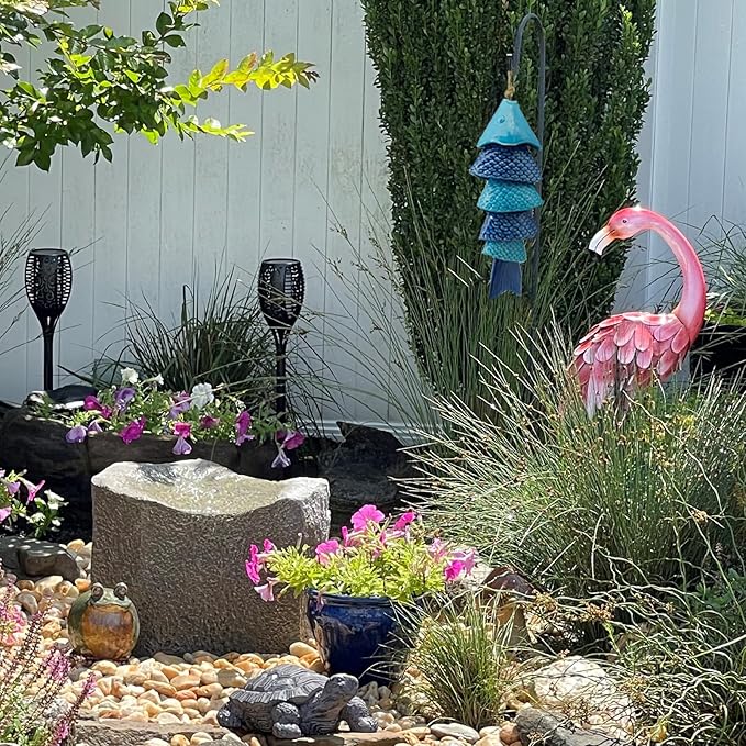 Koi Fish Wind Chime for Outside, 12 Inch Ceramic Wind Chimes with Gentle Tones for Patio Garden Yard, Porch, Beach Decor, Thoughtfully Weighted Design Prevents Constant Ringing.