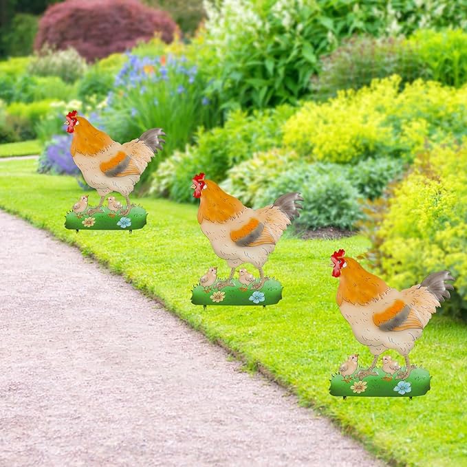 Decorative Garden Stakes with Hen Design,Ideal for Chicken Lovers for Yard Art, Outside, Patio, Outdoor Decor, Garden Decorations, Lawn Ornaments