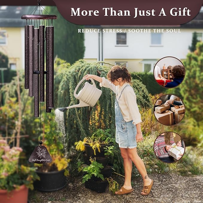 Mothers Day for Daughter Gifts from Mom, Best Daughters Ever 32" Wind Chimes, Birthday Gifts for Daughter, Christmas Birthday Presents for Her from Dad, Daughters Graduation Gift Ideas