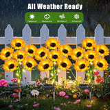 Solar Sunflower Lights Outdoor Waterproof 4 Pack Solar Flowers Lights for Garden Decor Patio Yard,Birthday Gifts for Mom Grandma