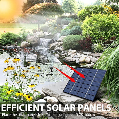 Solar Powered Water Fountain Pump with Panel, DIY Solar Fountain Pump Kit with 8 Nozzles 39 in Spray Height Solar Powered Fountain Water Pump for Bird Bath, Ponds, Garden, Fish Tank (B)