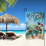 BLKWHT Summer Beach Sea Turtle Garden Flag 12x18 Vertical Double Sided Blue Welcome Ocean Holiday Outside Decorations Burlap Yard Flag BW814