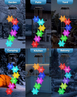 DOUBLEZHE Solar Wind Chimes for Outside, Color Changing Snowflake Wind Chimes, Birthday Gifts for Women Mom Grandma, Waterproof Outdoor LED Decorations Mobile Lights for Garden Patio Yard Party Decor