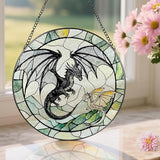 Stained Glass Window Hanging, Pauyadu 8 Inch Dragon Suncatcher Ornament, Stained Glass Suncatcher, Window Decor, Dragon Lovers Gifts, Gifts for Women, Men, and Friends