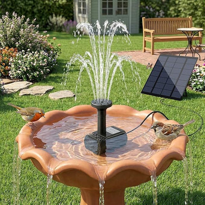 Solar Fountain, Solar Pump for Fountain with 4 Nozzles & 9.84FT Power Cable, DIY Solar Water Pump Kit for Birdbath, Garden, Pond, Pool, Outdoor