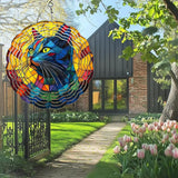 Cat Wind Spinners Outdoor, Hanging Wind Spinner for Garden Decoration, 8 inch 3D Stainless Steel Metal Wind Sculpture for Indoor/Outdoor Decor