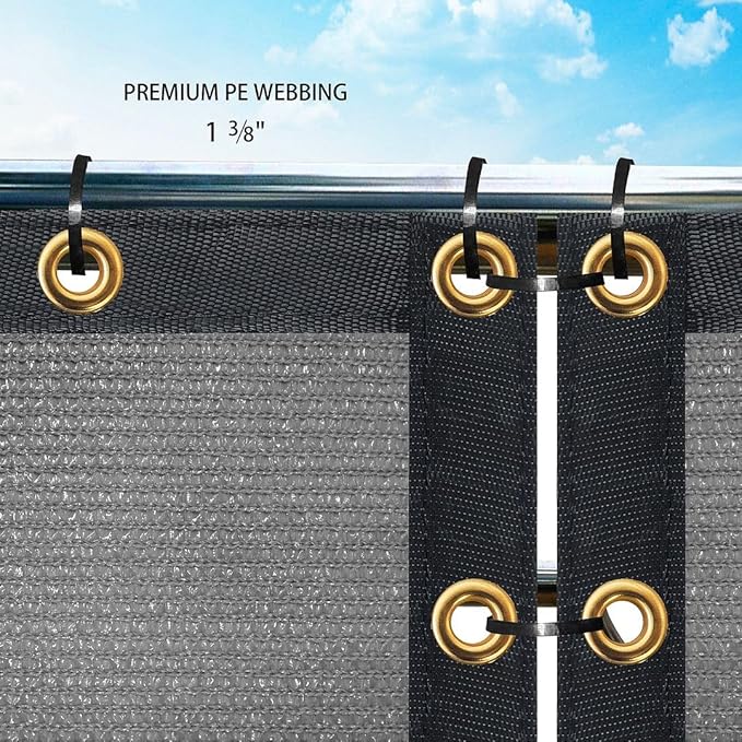 Houssity Zip Cable Ties and Grey 3' x 89' Balcony Deck Fence Privacy Screen Cover Panel Shade Cloth Fabric for Chain Link Fence Patio Pool Railing Porch Playground Dog Kennel Residence Commercial Use