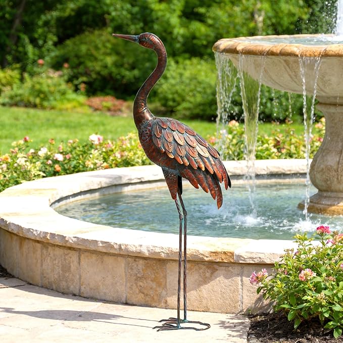 chisheen Outdoor Garden Crane Statues and Sculptures Metal Yard Art Statue for Garden Decoration Large Size