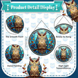 Owl Stained Glass Window Hanging, 7.9" Owl on a Branch Suncatcher for Window Doors Home Decoration, Owls Decor for Home, Mother's Day Christmas Birthday Gifts for Owls Lovers Women Men