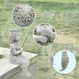 Nacome Gifts for Garden Home Mon Grandma The Little Fishergirl GardenHome Decor Statue,Fisherman Figurine Sculpture,OutdoorIndoor,Desk,Pool Pond Ornament
