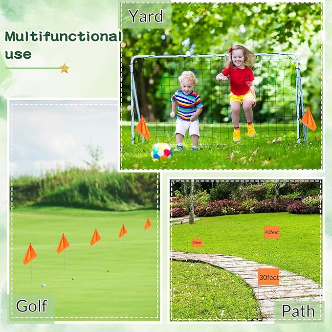 Amylove 300 Pcs Marking Flags 15 x 4 x 5 Inch Marker Flags for Lawn Yard Survey for Lawn Irrigation Landscape Fence Sprinkler Pet Training(Orange)