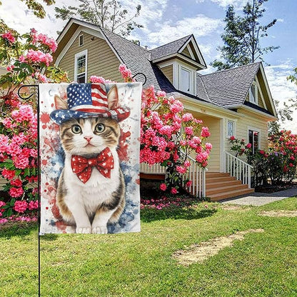American Flag Garden Flags 12×18 Inch Cat Double Sided Decorative Yard Banner for Outdoor Outside Decor